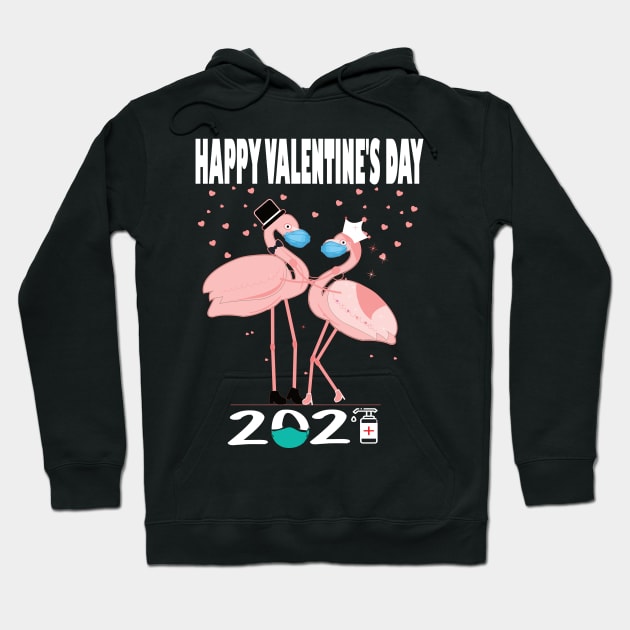 Happy valentine's day 2021 Quarantined valentine flamingo lovers Hoodie by DODG99